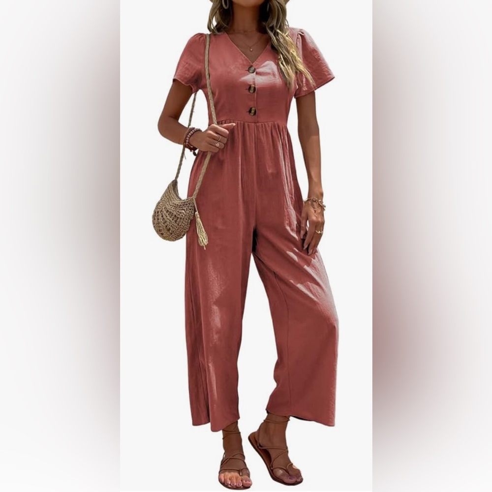 Abercrombie & Fitch Button Boho Wide leg Jumper Utility Pocket Terracotta Sz XS